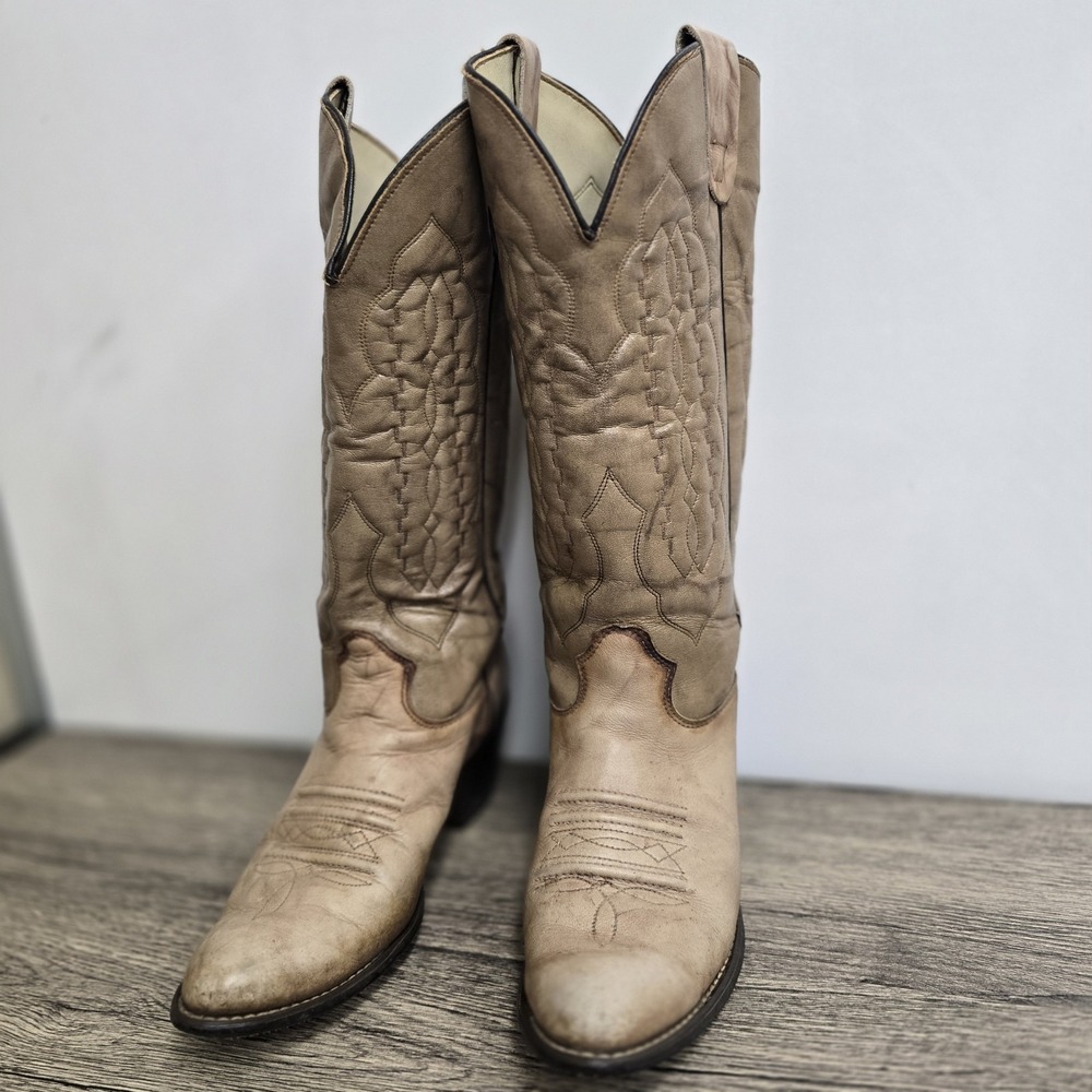Vintage 70's  Texas USA Leather Round Toe Western Boots 7.5 M Style 4708 Women